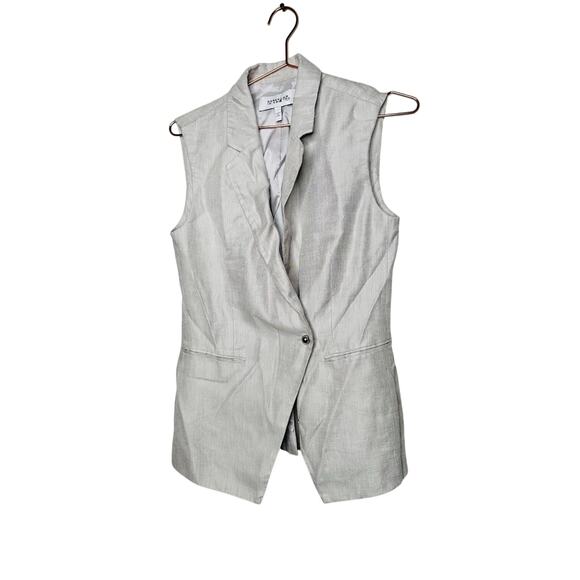 DEREK LAM 10 CROSBY Gray Linen Blend Sleeveless Taylor Vest Size 2 - Picture 6 of 16